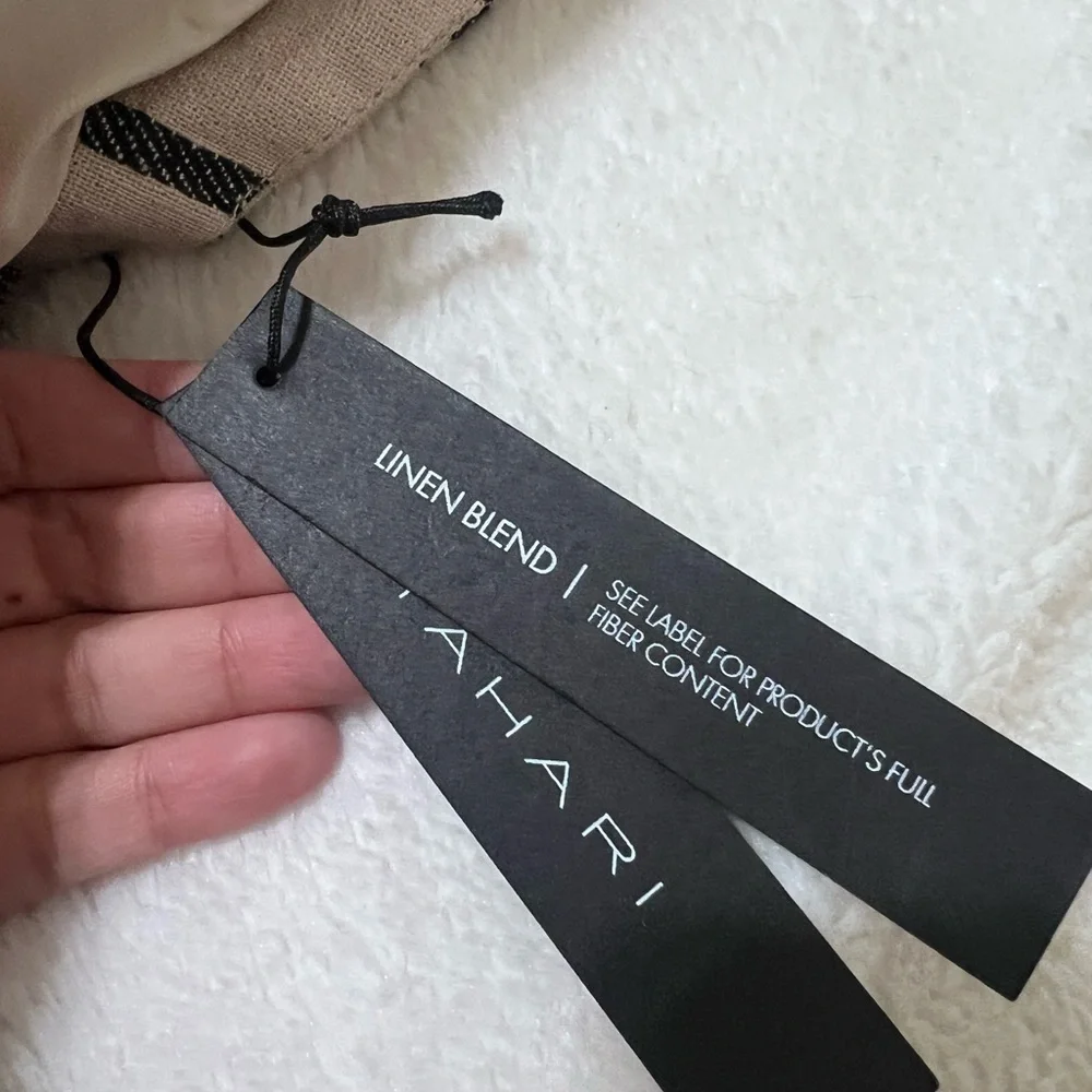 Tahari Beige and Black Linen Blend Vest size L - Picture 8 of 12